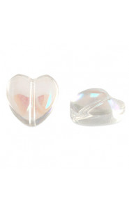 Glass bead 12mm Heart - Crystal ab